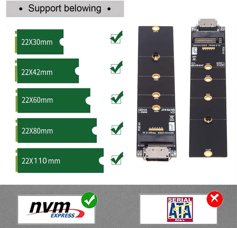 CY Adapter Oculink SFF-8612 SFF-8611 to M.2 NGFF M-Key to NVME PCIe SSD 2230 2280 22110 SSD PCBA Adapter for Mainboard - Image 4
